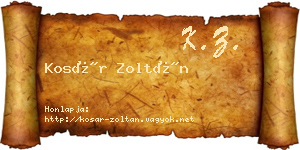 Kosár Zoltán névjegykártya